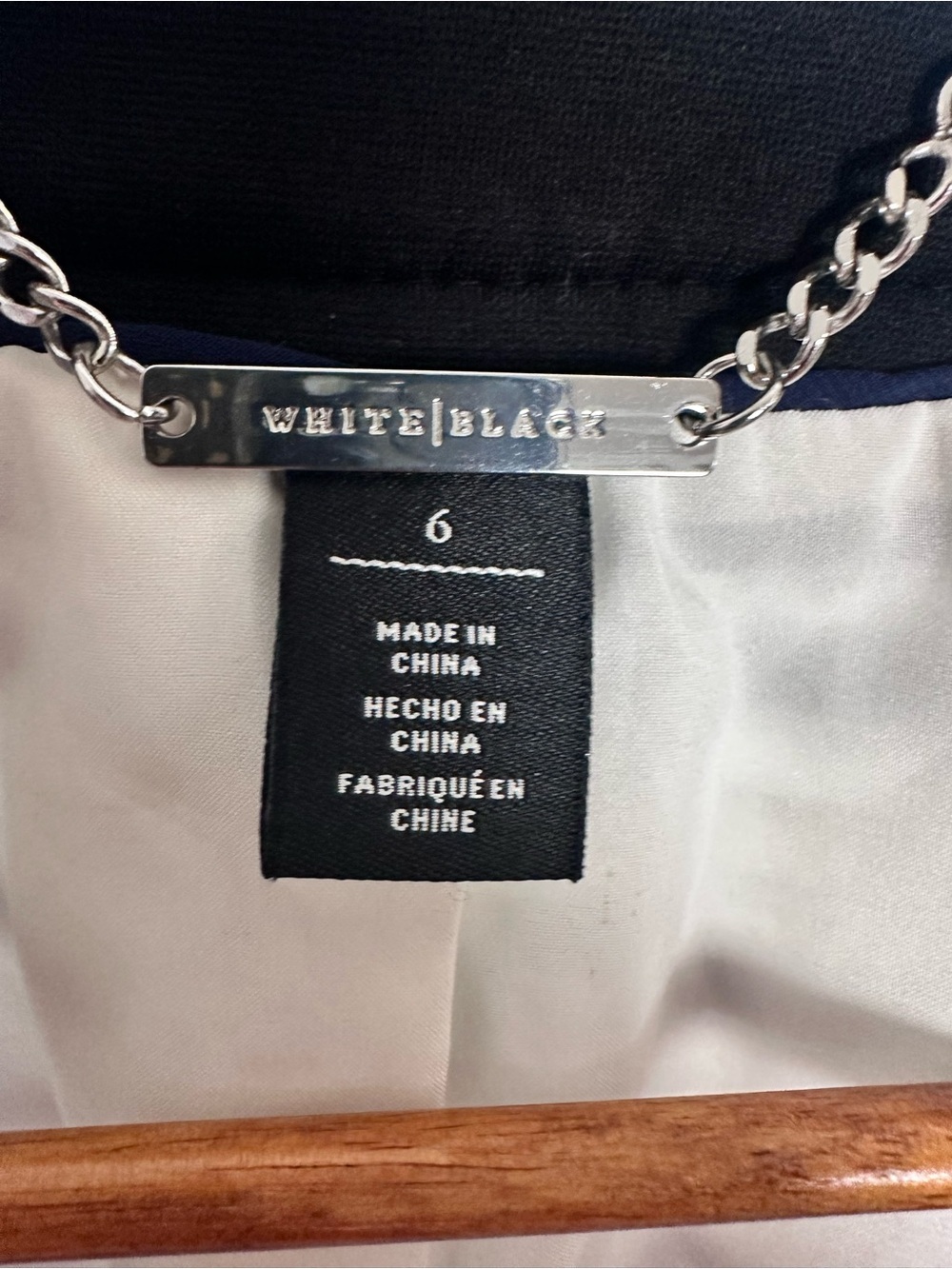 White House Black Market Navy and White Striped Tweed Open-Front Jacket - Picture 6 of 8